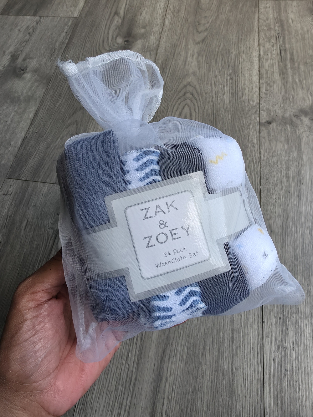 Zack & Zoey Baby Blue and White 24 Pack Washcloth Set, New